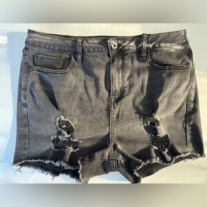 Blackheart Dark Gray Distressed Jean Shorts
